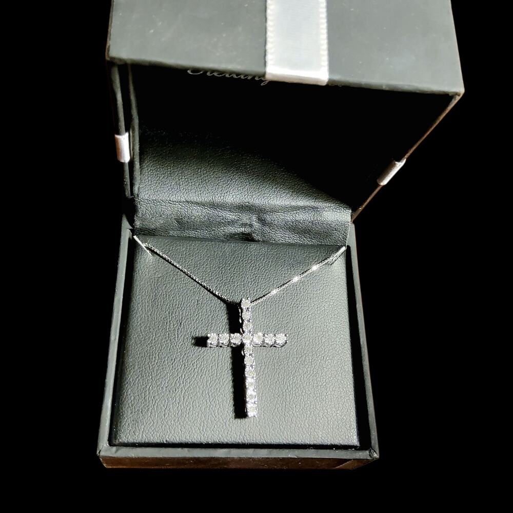 Diamond Muse Diamond Cross Necklace 1/4 Carat Sterling Silver - Picture 6 of 8